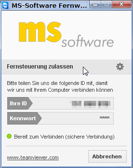 MS-Software Fernwartung über Teamviewer